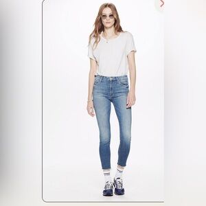 MOTHER high waisted looker ankle fray jeans